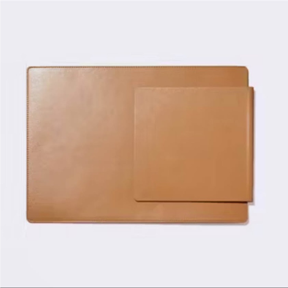 Tan Leather Laptop/Tablet Slip with Mouse Pad